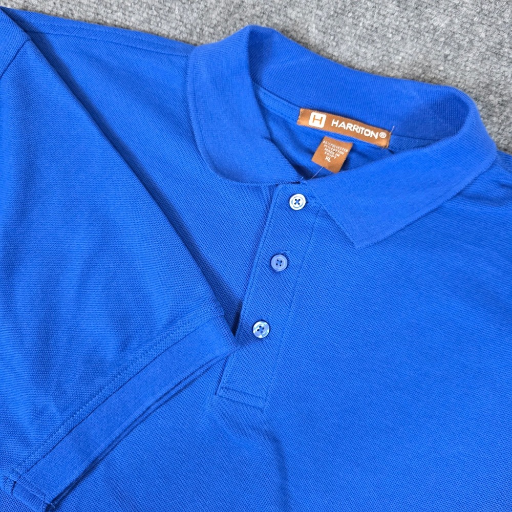 Harriton Mens Royal Blue Short Sleeve Classic Fit Polo Shirt XL‎